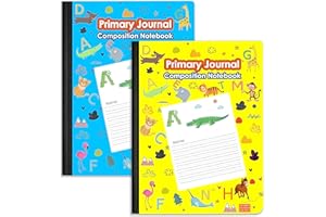 E-CLIPS USA Composition Notebooks, Primary Journal Composition Notebook, ABC & Animal Print, 100 sheets, 200 pages, 9.75″ x 7.5″ (2 Pack, Assorted)