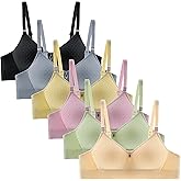 GAOIYO Teen Girls Training Bra Cotton Wire Free Adjustable Straps Breathable Bras 6 Pack
