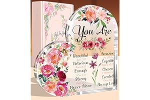 Petitian Christian Choice for Women, Inspirational Choice for Friends Faith Spiritual Bible Verse Choice for Womens Girls, Clear Heart Acrylic Paperweight Keepsake Secret Sister for Women Christian