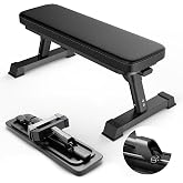 Finer Form Foldable Flat Weight Bench for Home Gym, 1,000 lb Capacity | 4-Way Steel Frame for Extra Stability, Thick Pad, Easy Folding Storage, Minimal Assembly, Free Workout Chart Included