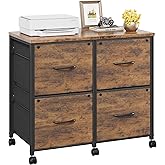 HIGDBFE Lateral File Cabinet 4 Fabric Drawer, Mobile Filing Cabinet for Large Printer, Home Office Functional Office Storage 