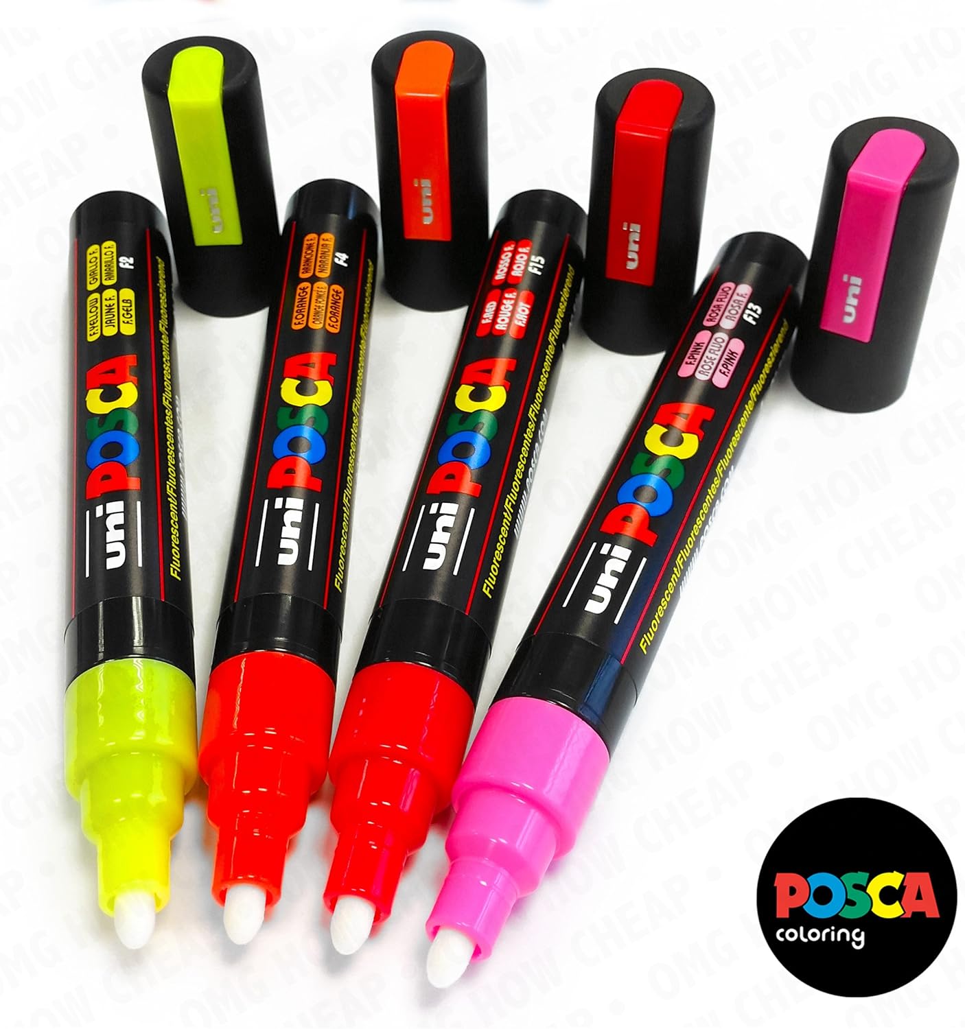 POSCA Colouring - PC-5M Fluorescent Paint Marker - Set of 4 - in Wallet