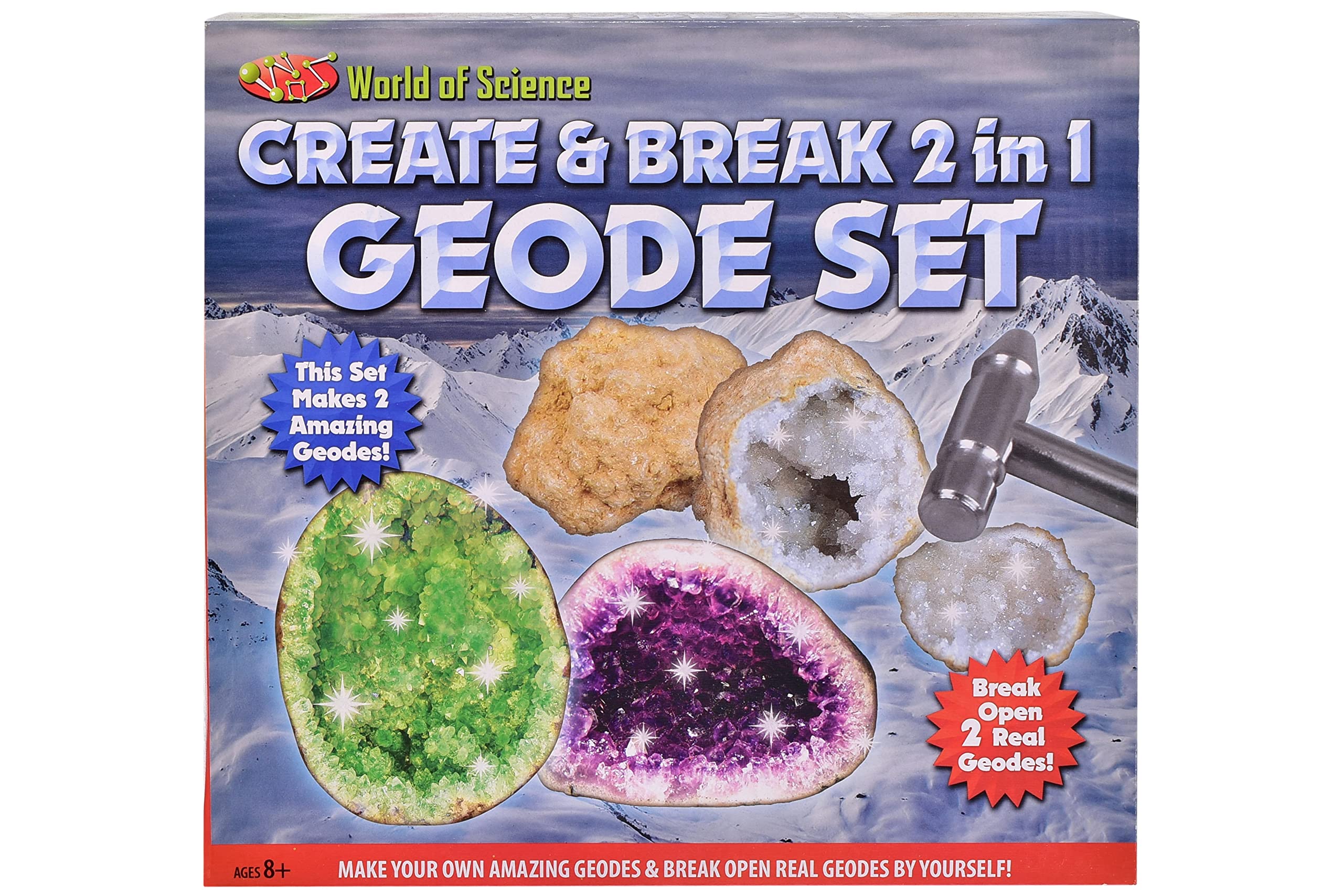 KandyToys Create and Break 2-in-1 Geode Kit | Educational Kids Science Kit | Geode Crystals