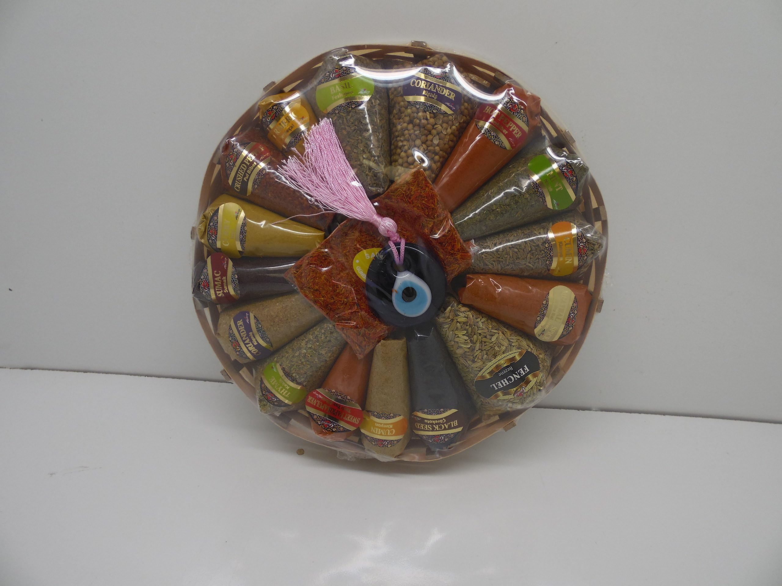 Gunbak Gourmet Spice Basket with Evil Eye Ornament 17 Count
