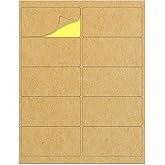 4" x 2" Kraft Labels Stickers, Letter Size with Print Templates - 30 Sheets, Pack of 300