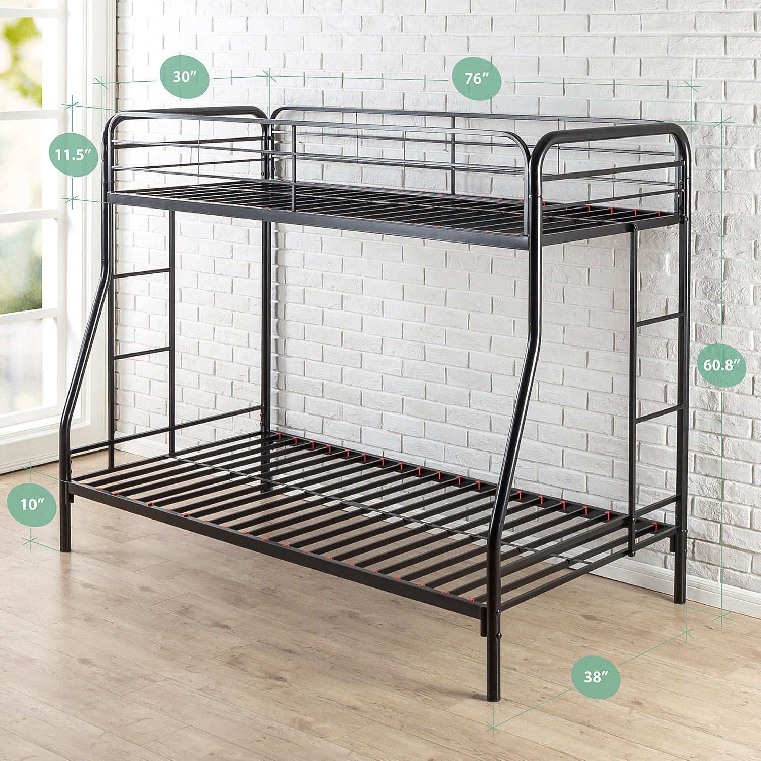 Zinus Quick Lock Metal Bunk Bed Narrow Twin Cot size 30” x 75” over