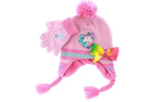 NICKELODEON JoJo Siwa Kid’s Winter Hat, Scarf, and Snow Gloves, 3 Pc. Set, Soft and Warm Pom-Pom Beanie with Big Bow
