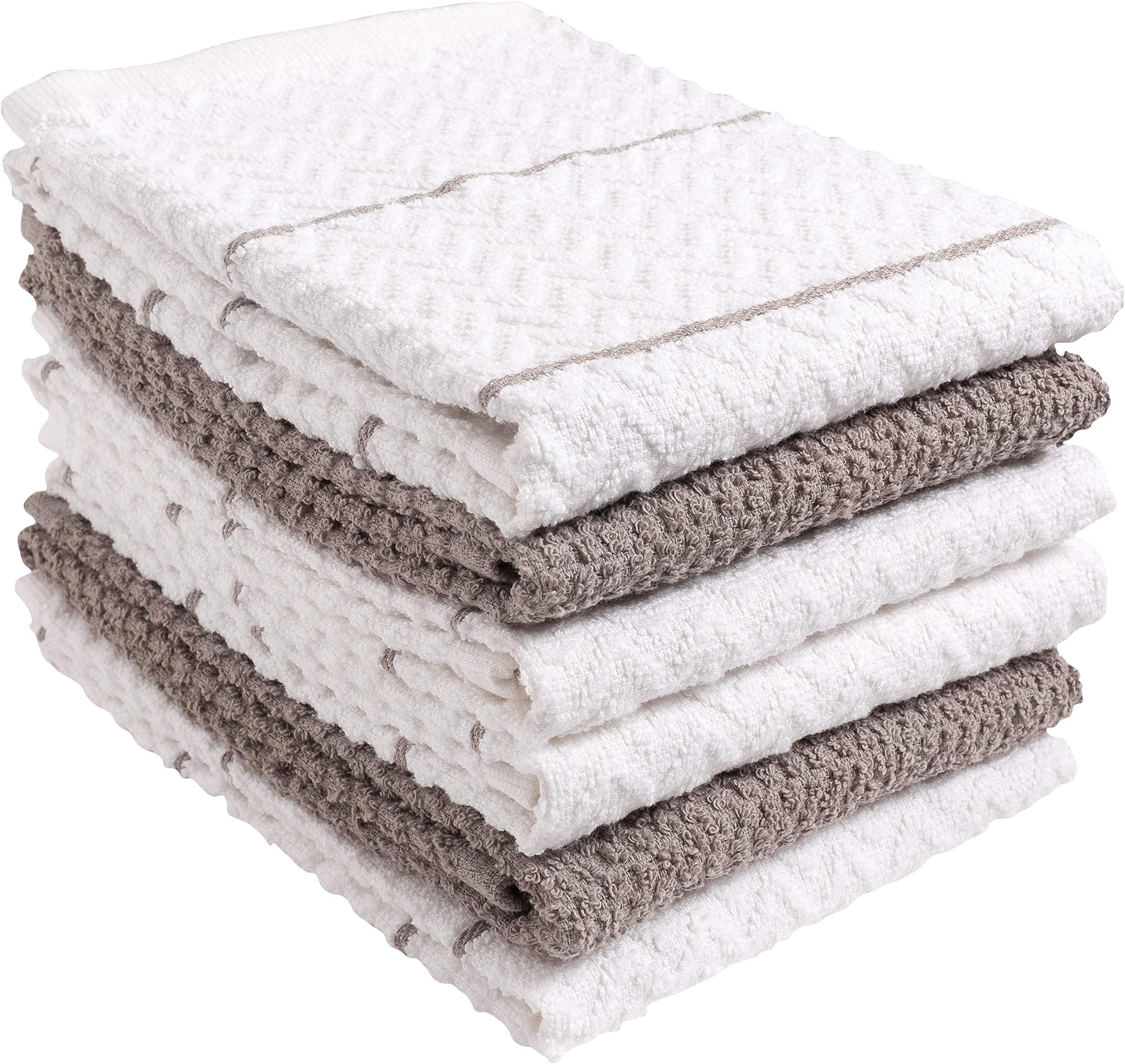KAF Home 100% Cotton Chevron Terry Towels | Set of 6 | Super Plush and Absorbent Terry Towels | A Great Value and Perfect for Kitchen and Household Messes (Gray)