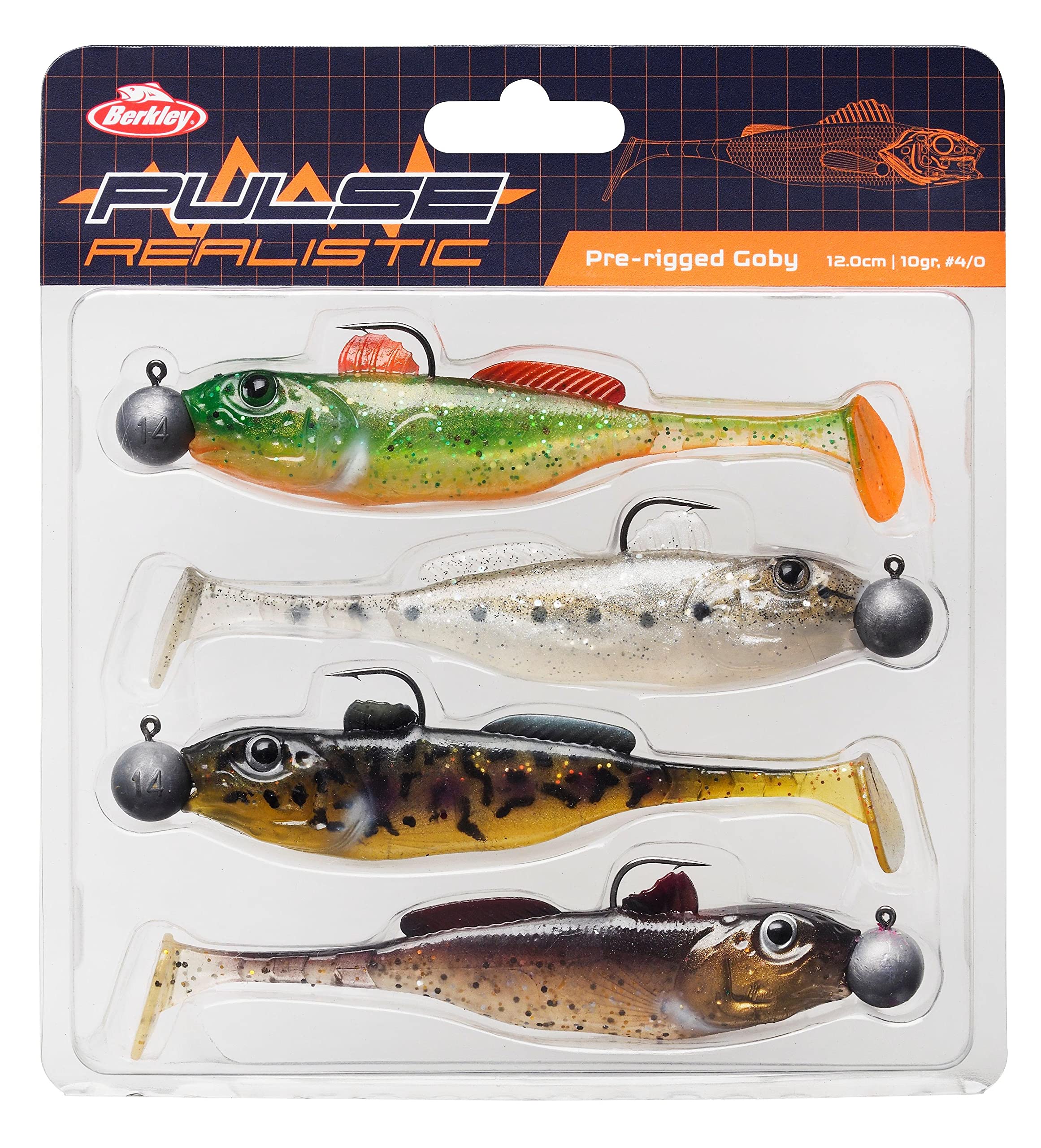 Berkley Pulse Realistic Goby Prerigged, Fishing Hook, Soft Lures, PredatorFishing, Zander, Unisex, Assorted, 7g | 70mm