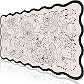 L-SPOUTTO Vintage Floral Mouse Pad,Aesthetic Scalloped Desk Mat XXL Large Gaming Mousepad,35.4x15.7in Non-Slip Keyboard Pad Waterproof Desktop Mat for Laptop Computer Work Game Home Office-Peony Beige