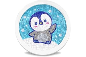 Libfx Diamond Painting Kits for Kids with Round Frame Diamond Art for Kids Girls Boys Beginners Arts and Crafts for Kids Ages 8-12 Christmas Birthday Gifts (Penguin)