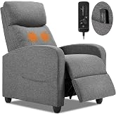 Sweetcrispy Massage Recliner Chair for Adults, Adjustable Home Theater Seating with Lumbar Support for Living Room, Modern Fabric Reclining for Small Space, Grey