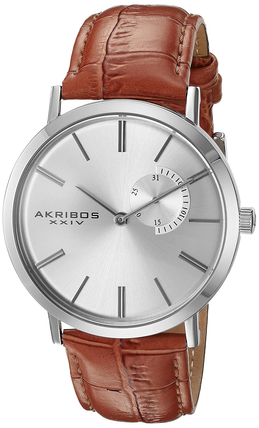 即納特典付き Akribos Xxiv Men S Ak848ssbrシルバーダイヤルブラウンレザーストラップウォッチ B013geizvc Www Gcc Ccpf Com