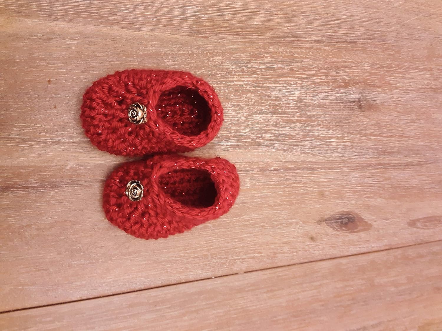 red metallic booties