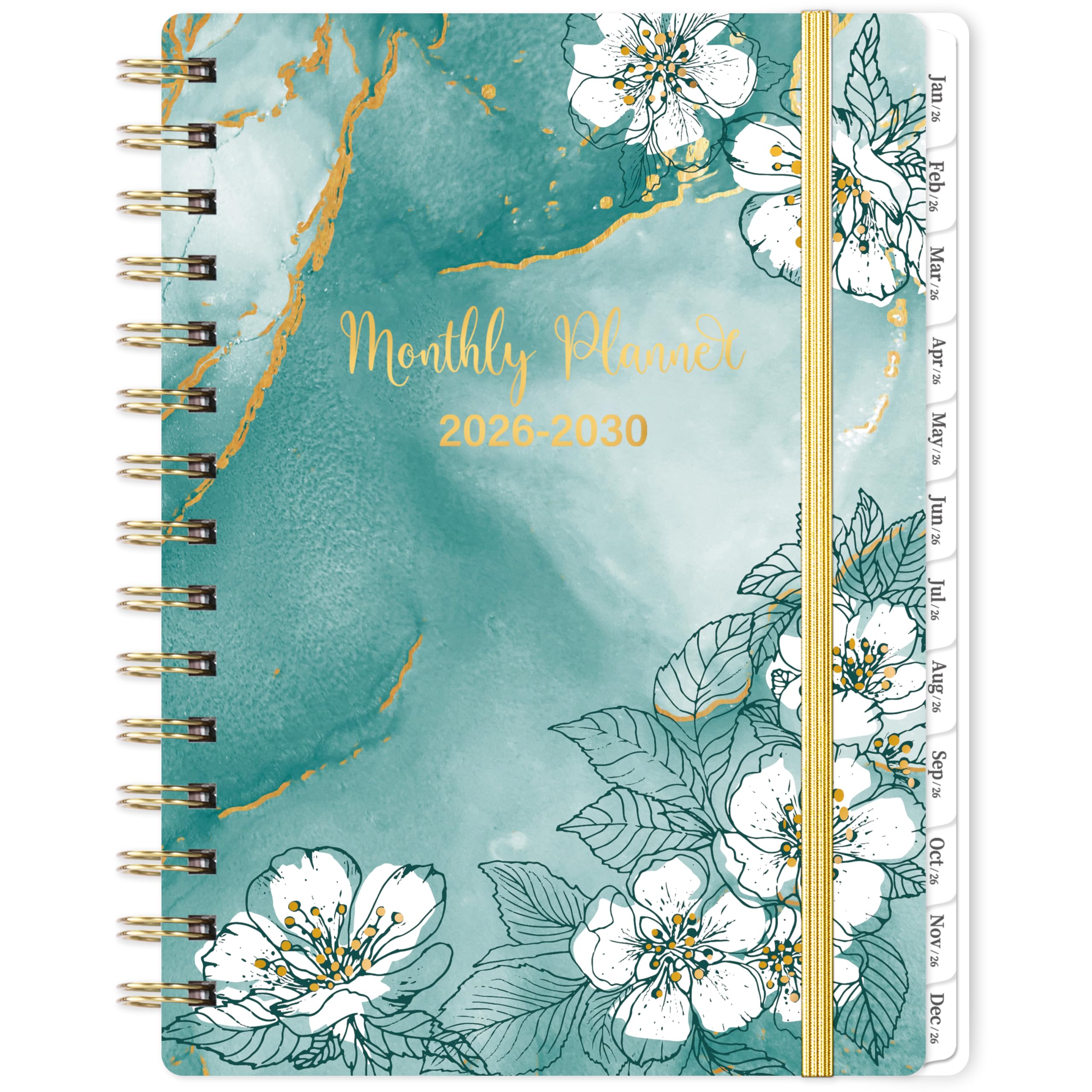 Photo 1 of 2026-2030 Monthly Planner - 5 Year Planner/Calendar 2026-2030 Spiral Bound, Jan. 2026 - Dec. 2030, 6.3" x 8.4", Twin-Wire Binding + Tabs - Green