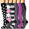 CHARMKING 6 Pairs-Compression Socks for Women & Men Circulation Best Support for Nurses, Running, Athletic,Flight Travel
