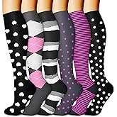 CHARMKING 6 Pairs-Compression Socks for Women & Men Circulation Best Support for Nurses, Running, Athletic,Flight Travel