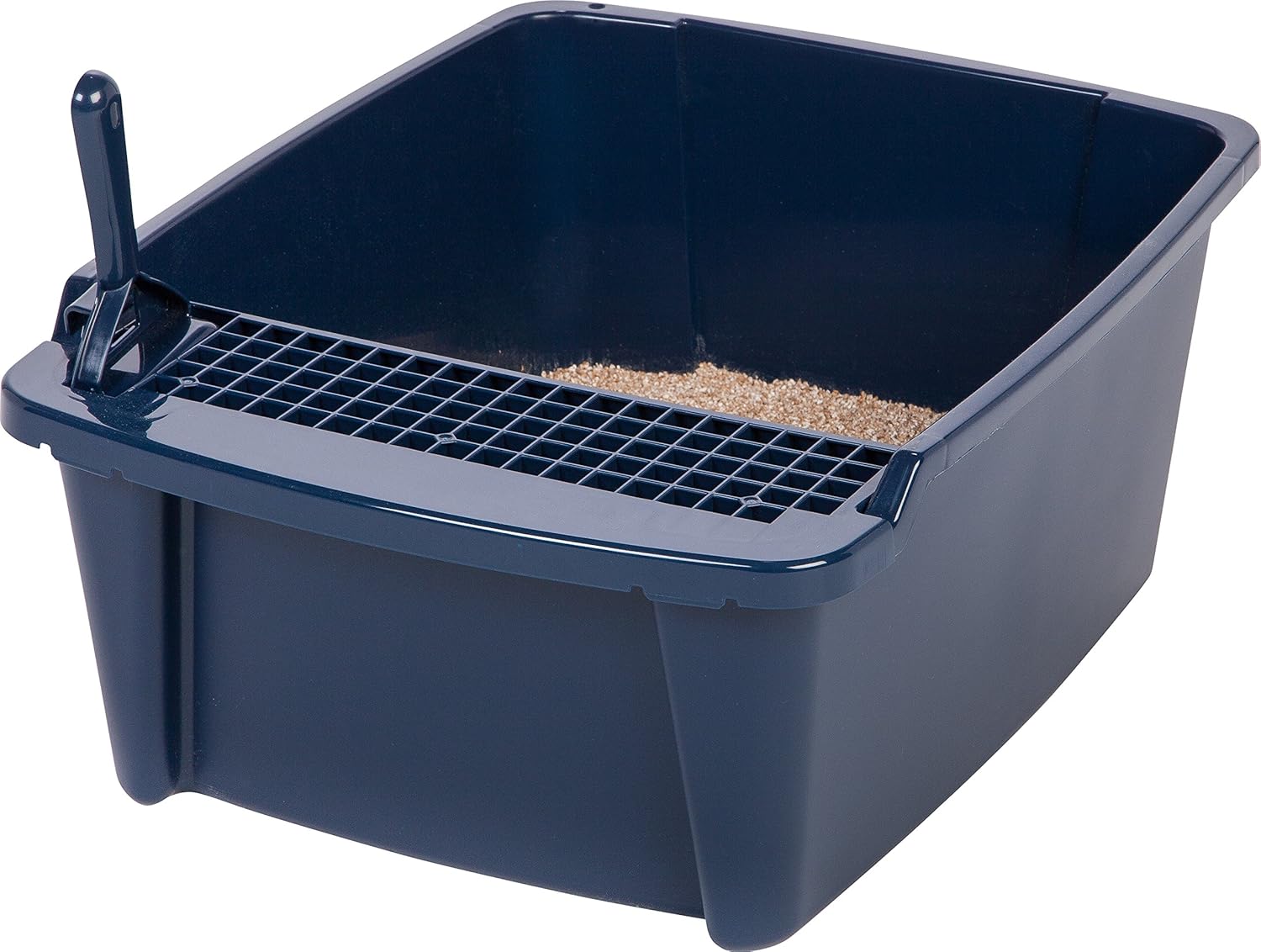 IRIS USA Large Split-Hood Litter Box with Scoop and Grate, Blue CLH-15S: Pet Supplies