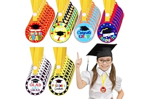 durony 48 Pieces Kindergarten Graduation Medals for Kids 2 Inch Preschool Graduation Medal with Yellow Neck Ribbon Graduating Award Medals for Preschool Graduation Gifts Favors, 6 Styles