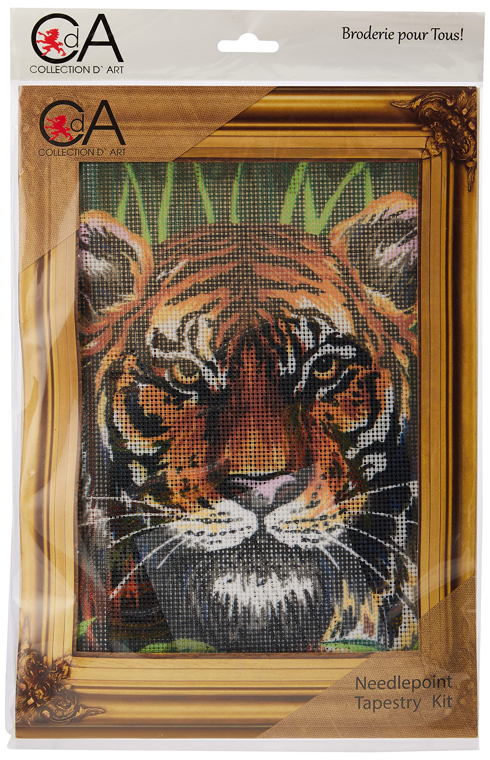 Collection D'Art Tapestry Kit Tiger, 100% Cotton, Multi-Colour, 38 x 25 x 0.5 cm