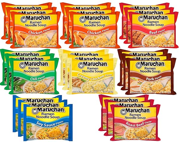 MARUCHAN RAMEN NOODLE SOUP VARIETY, 7 FLAVORS, 3...