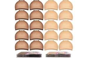MORGLES Wig Caps for Women Non Slip, 20 Pcs Stocking Wig Caps for Lace Front, Brown and Light Brown
