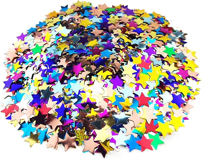 Multicolor Sparkling Star Confetti 100 Grams Vintage