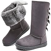 Eydram Women's Mid-Calf Winter Snow Boots Warm Fur Boots Wide Calf Slip on Fashion Boots