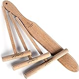 Crepe Spreader and Spatula Set - 4 Piece (7", 5", 3.5" Crepe Spreaders and 14" Crepe Spatula) Convenient Sizes to Fit Any Crepe Pan Maker | All Natural Beechwood Construction From Indigo True Company