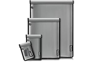 BOSYNOY Faraday Bags for Laptops & Tablets & Phones & Car Keys - 4 Pack Faraday Bag Cage, Faraday Key Fob Protector, Fireproof Waterproof RFID Faraday Box,Car Key Fob Signal Blocker Anti-Theft Pounch, Grey