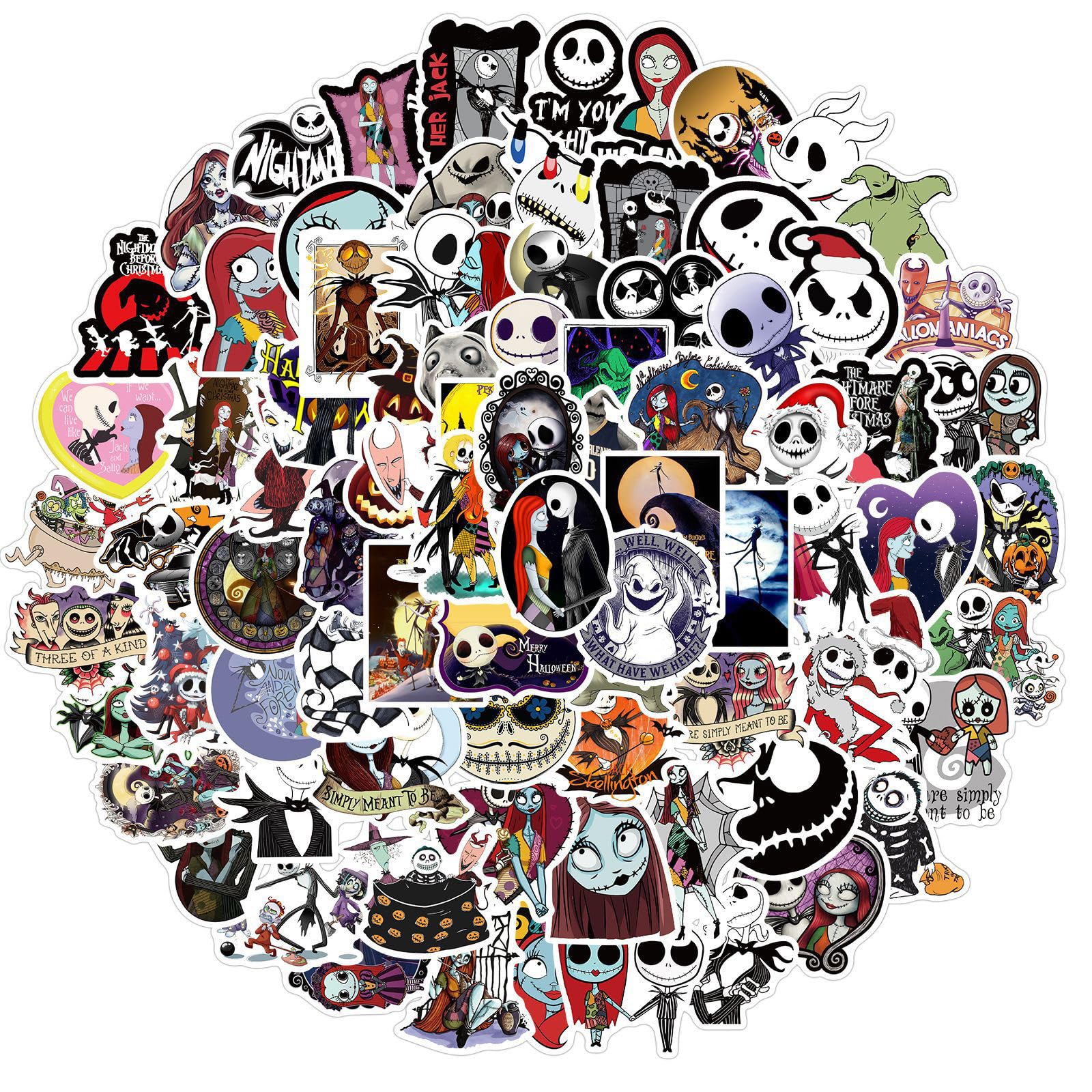 Photo 1 of 100pcs The Nightmare Before Christmas Sticker for Adult, Stickers for Teen Girl, Waterproof Vinyl Sticker for Water Bottle Laptop Phone Party Favors (Grey)