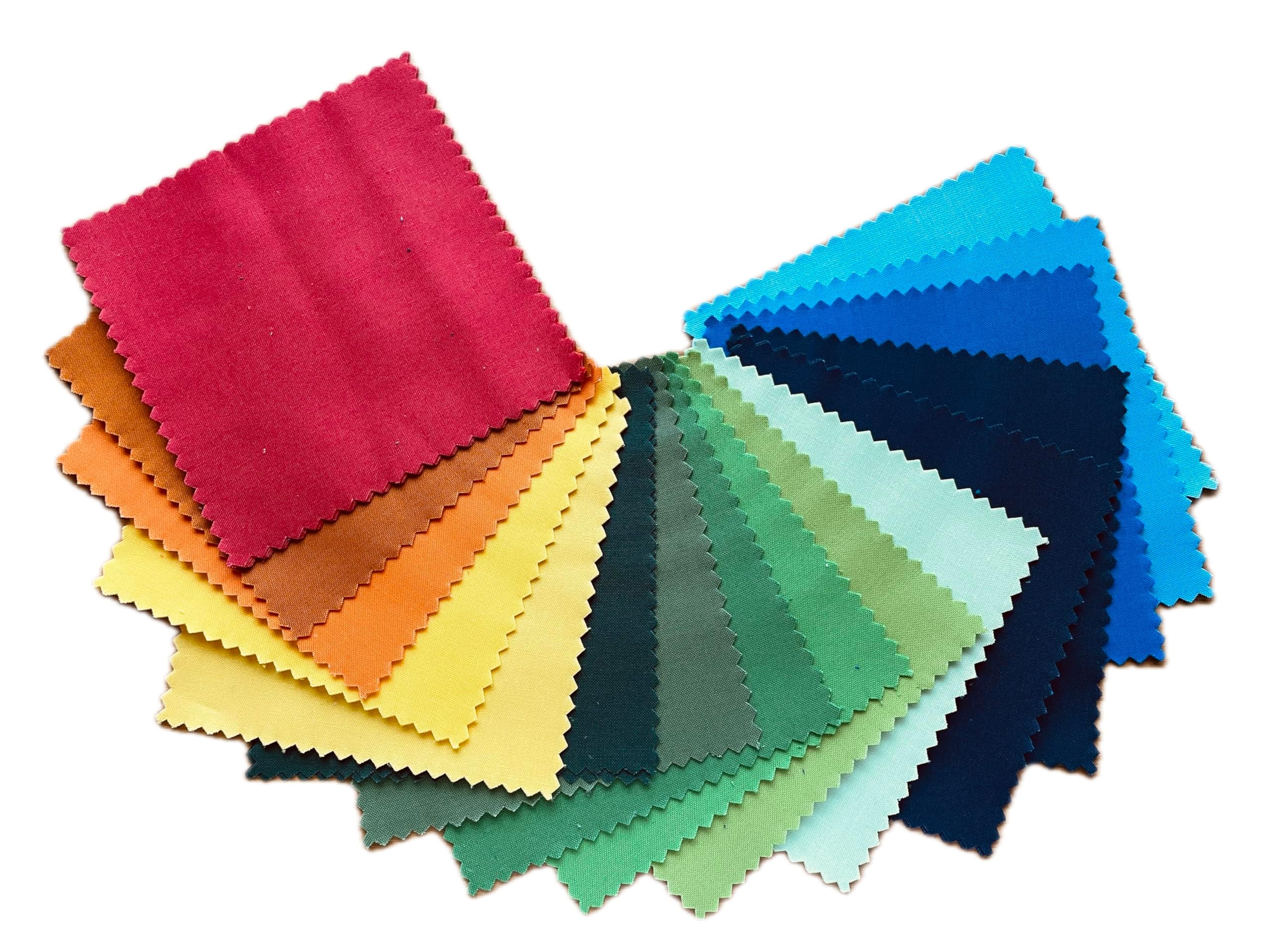 CraftsFabrics 100% Cotton 42pcs Plain 5"x 5" Squares Charm Packs DIY Cotton Fabric for Sewing, Crafting, Patchwork; Multi Color