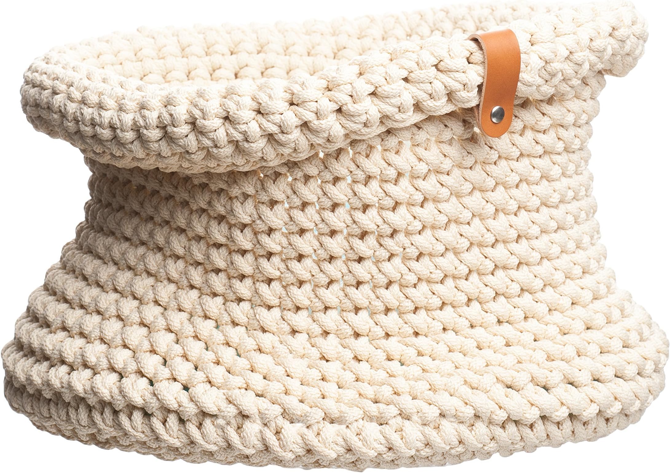 White Knitted Basket H 25 cm W 30 cm Crochet Rope Storage Basket Knitted Magazine Basket Stylish Pet Bed Bedroom Decoration Hallway Basket Housewarming gift