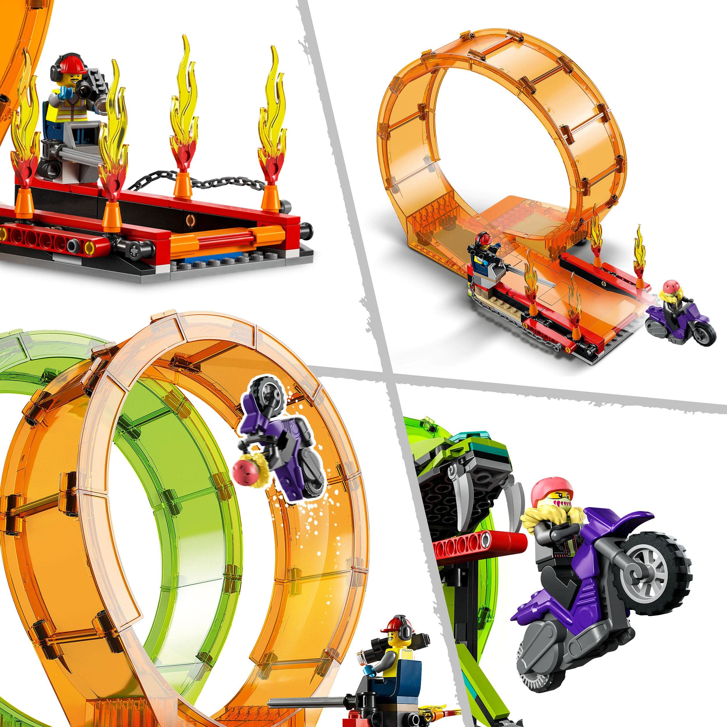 LEGO 60339 City Stuntz Stuntshow-Doppellooping Set, inkl. Rampe, Monstertruck, 2X Motorrad und 7 Minifiguren, Spielzeug für Kinder ab 7 Jahre 9