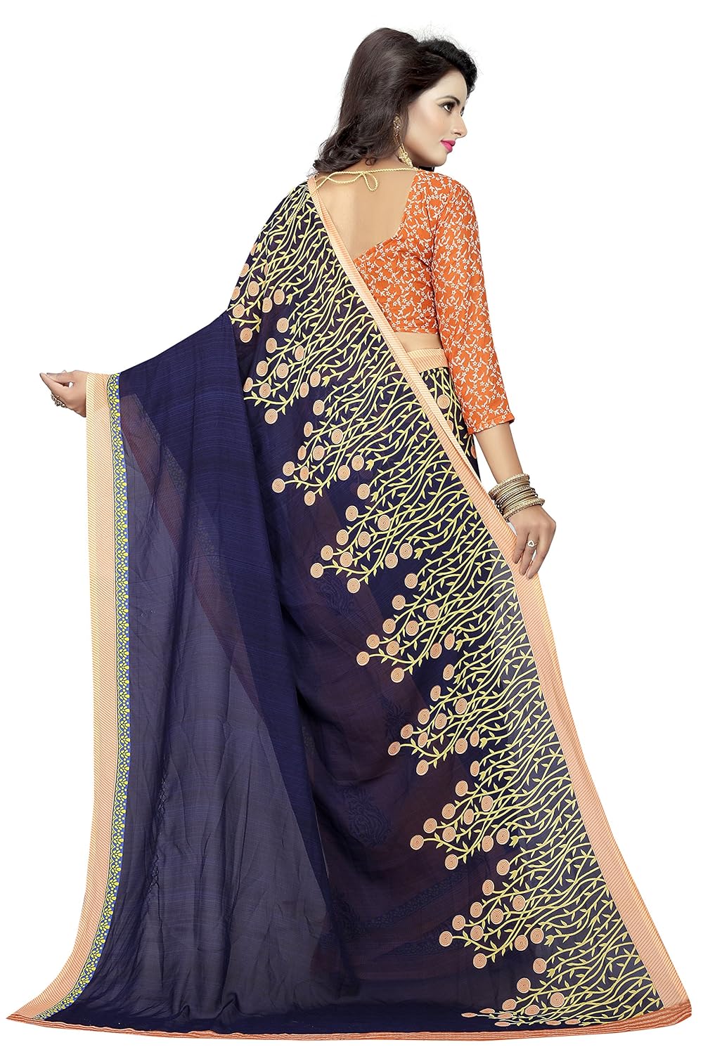 indira designer georgette saree with blouse piece