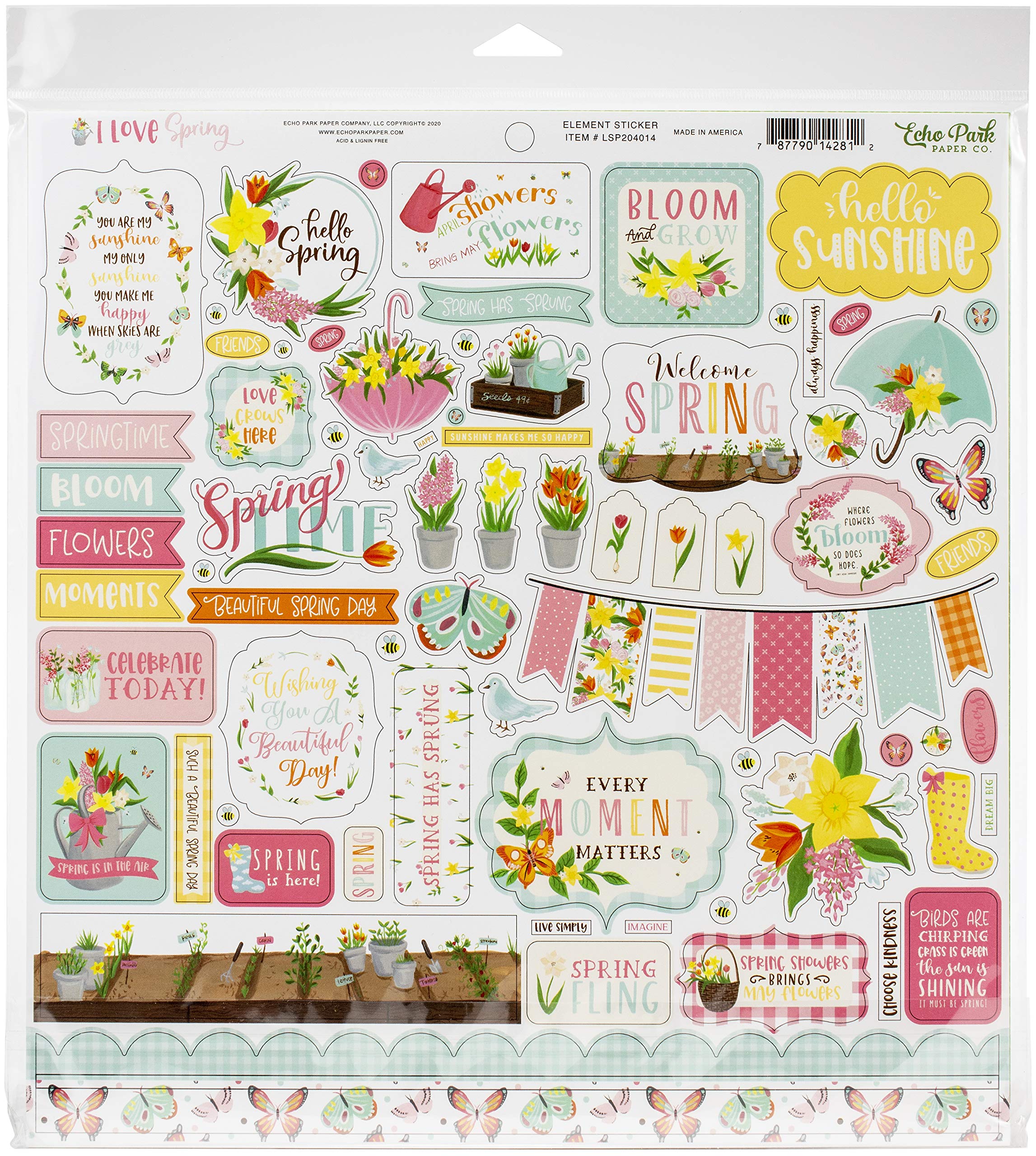 ECHO PARK PAPER COMPANY I Love Spring COLL 12X12 KIT, Pink, Teal, Yellow,Green, One Size