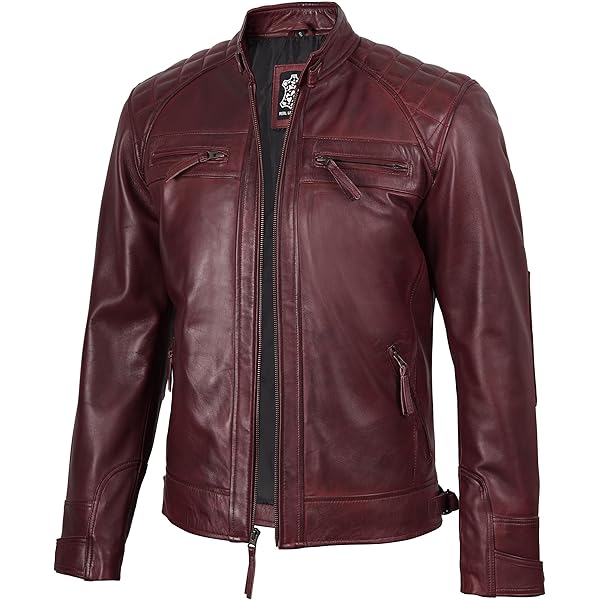 Burgundy Mens Leather Jackets - Retro Jacket for Adult | [1100101