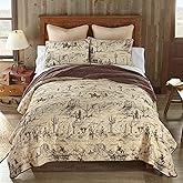 Donna Sharp Cowboy Cotton Quilted Bedding Set - 2-Piece Twin Size Quilt Set - Includes 1 Quilt and 1 Pillow Shams - Machine Washable - Perfect for Rustic Decor
