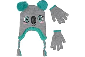 PEAK 2 PEAK Girls Winter Cat Face Beanie Hat and Glvoes Cold Weather Set
