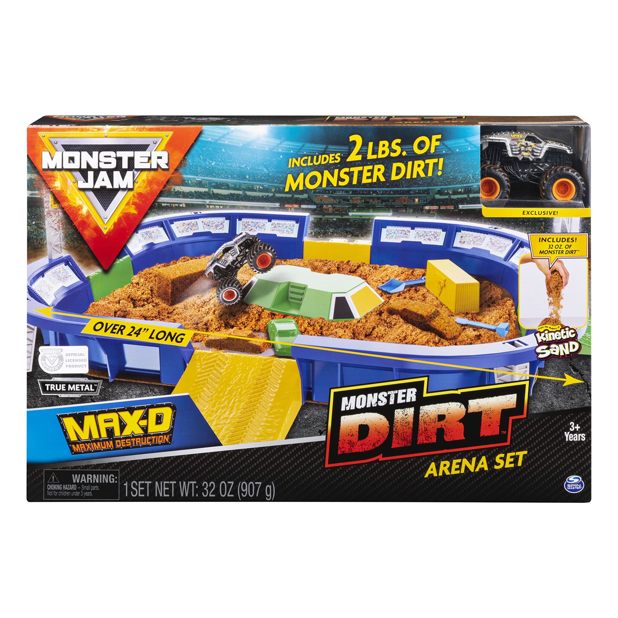 Monster Jam Monster Dirt Arena 61-cm Playset with 907.2 g of Monster Dirt and Exclusive 1:64 Scale Die-Cast Truck