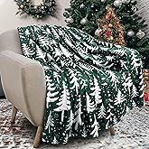 Christmas Tree Throw Blanket 50x60 Inch Merry Christmas Green Blankets Soft Lightweight Cozy Plush Blanket for Holiday Xmas Decor Gifts