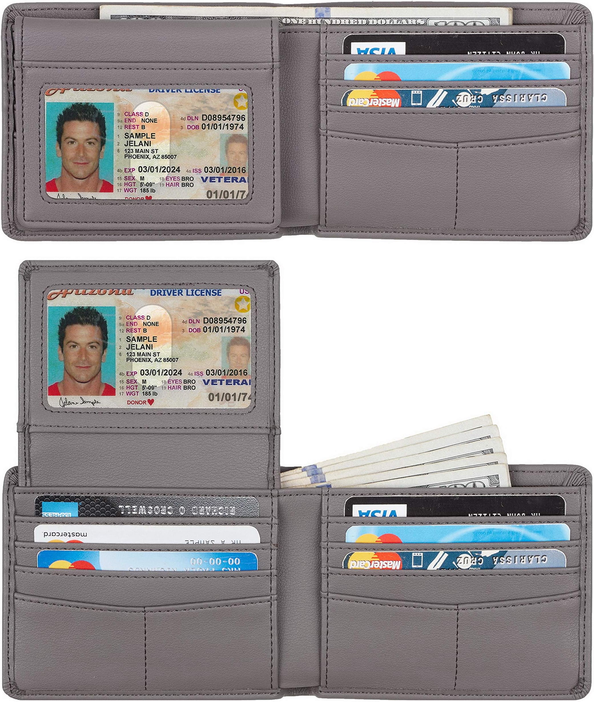 Genuine Leather RFID Blocking Wallets Mens Wallet Bifold Classic