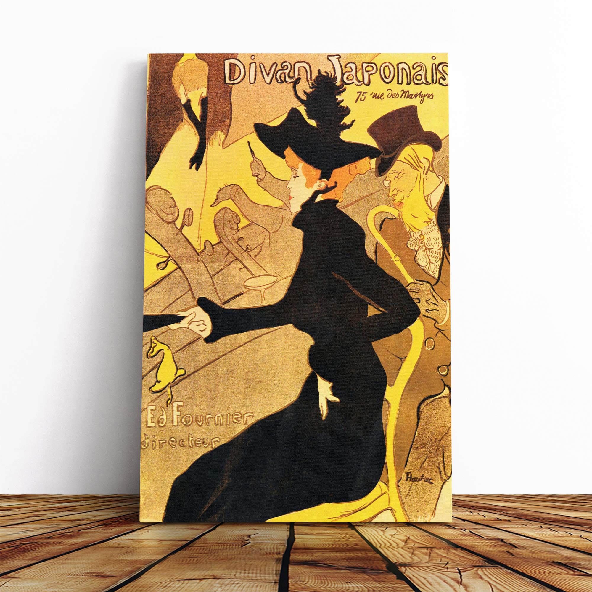 Henri de Toulouse-Lautrec Divan Japonais Canvas Print | Gallery Wrapped 30mm Frame Wall Art | 20x14 inches | Ready to Hang | Modern Picture | Living Room Bedroom Lounge Office