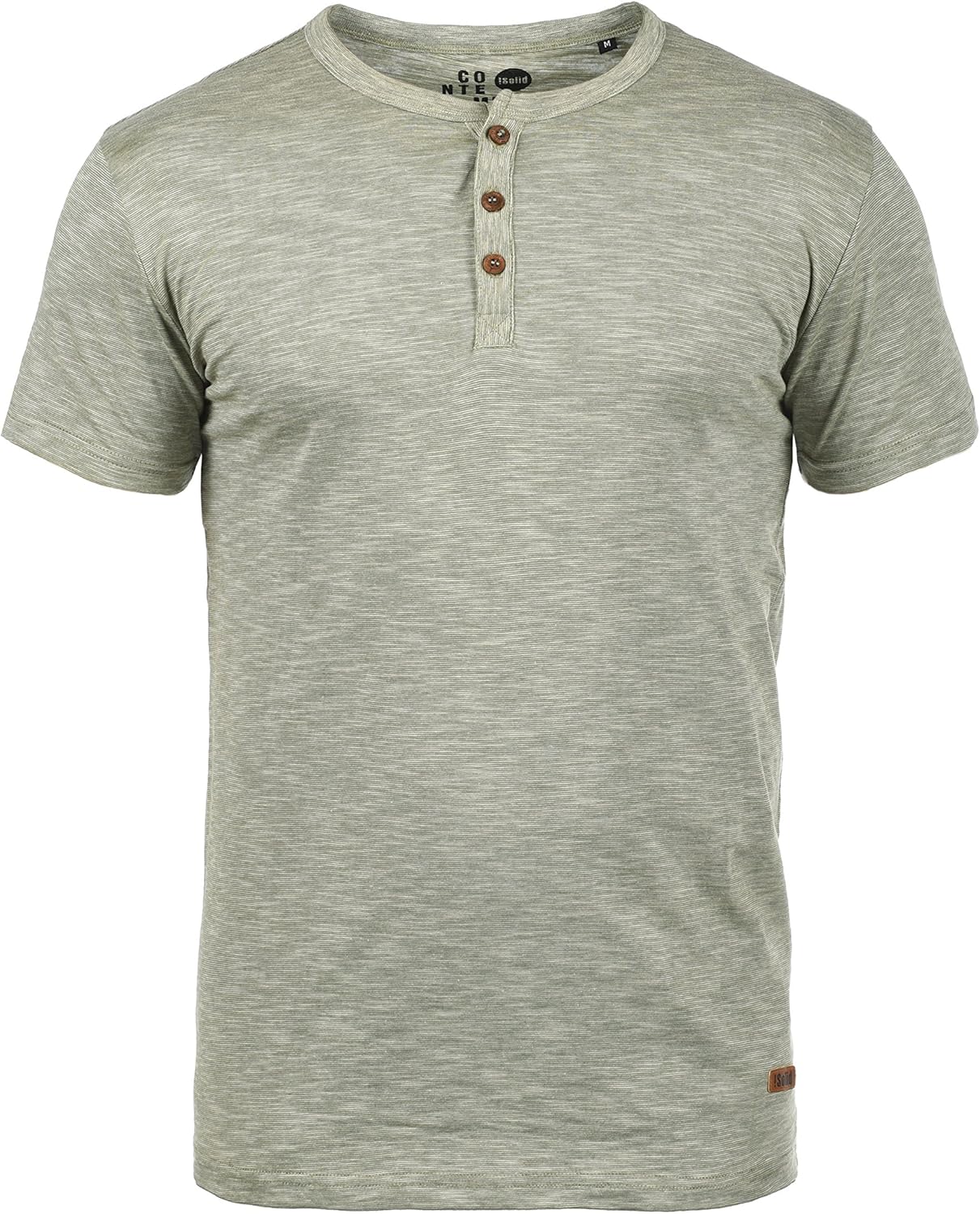 Solid Sigos Men's TShirt Short Sleeve Shirt Tee with Grandad Collar Made of 100 Cotton, Size