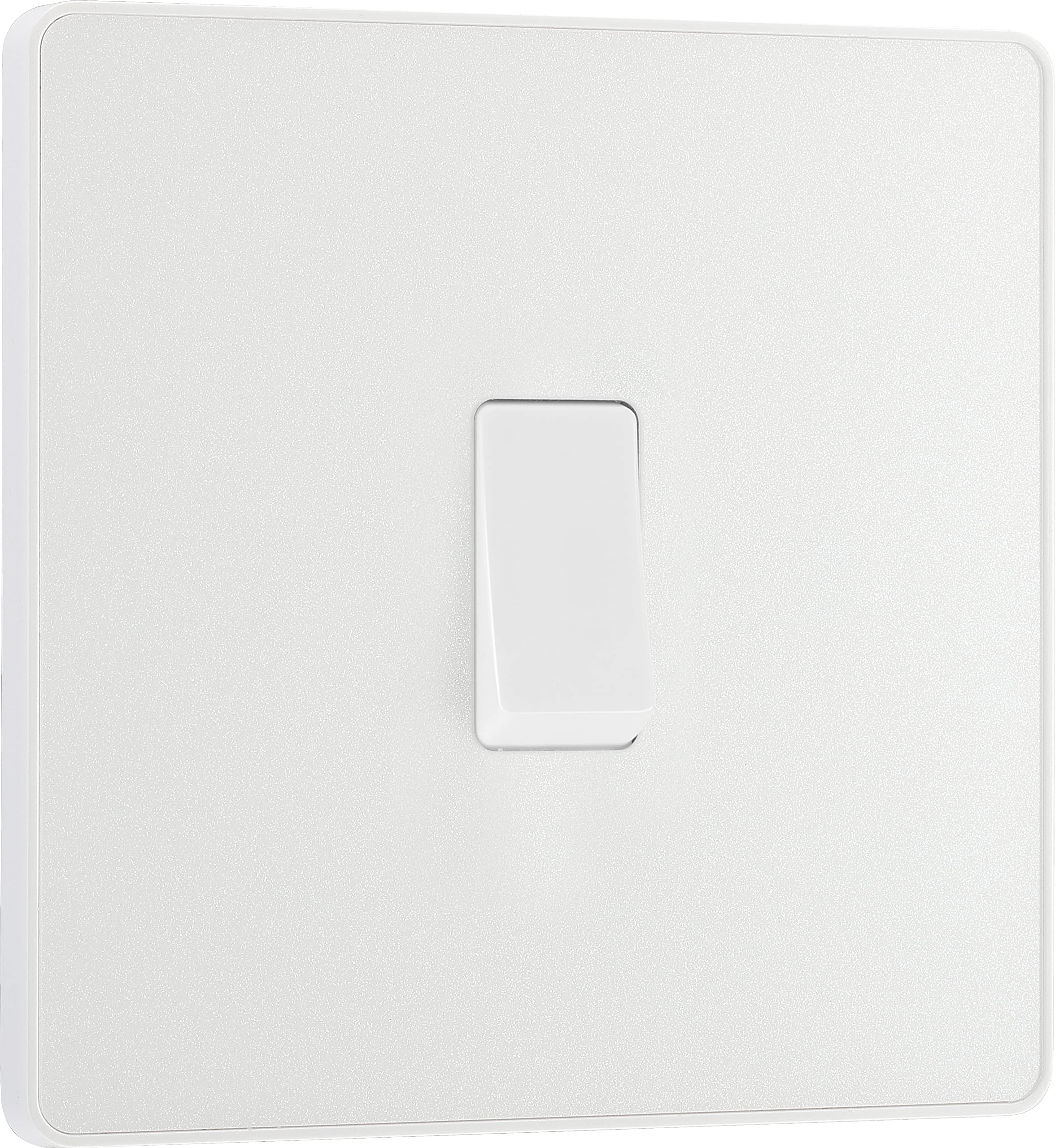 BG Electrical Single Intermediate Wall Light Switch, Screwless Front Plate, Round Edges, Evolve, Pearlescent White, 20A, 16AX, PCDCL13W-01