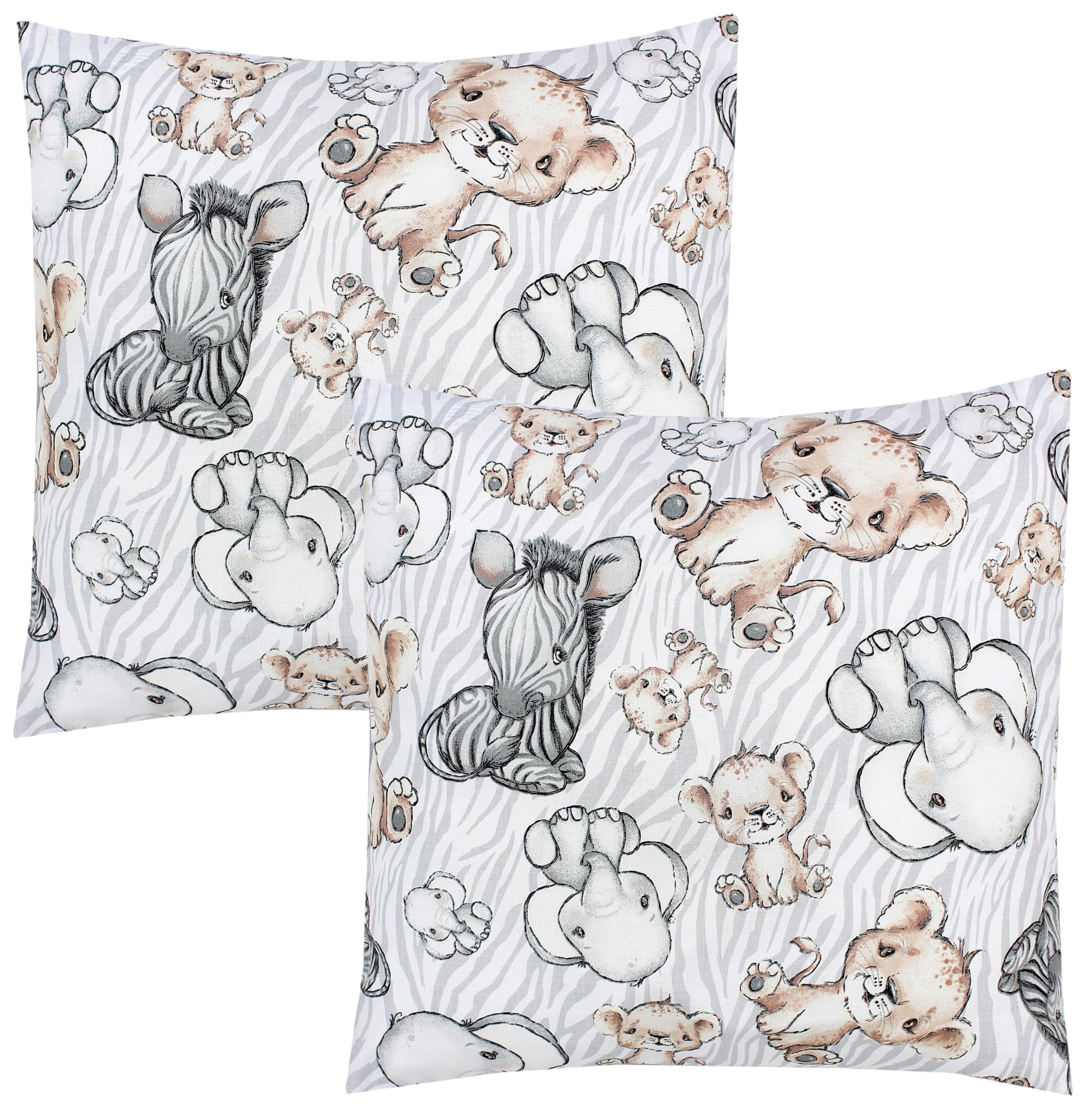 TupTam Children's Cushion Cover Decorative Patterned with Hotel Fastener Set of 2, Safari/Gray, 40 x 40 cm — image 1