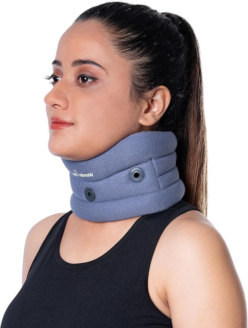 Wonder Care Soft Cervical Collar Adjustable Neck Support Grey Medium