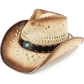 Pro Celia Men Women Cowgirl Straw Western Cowboy Hat