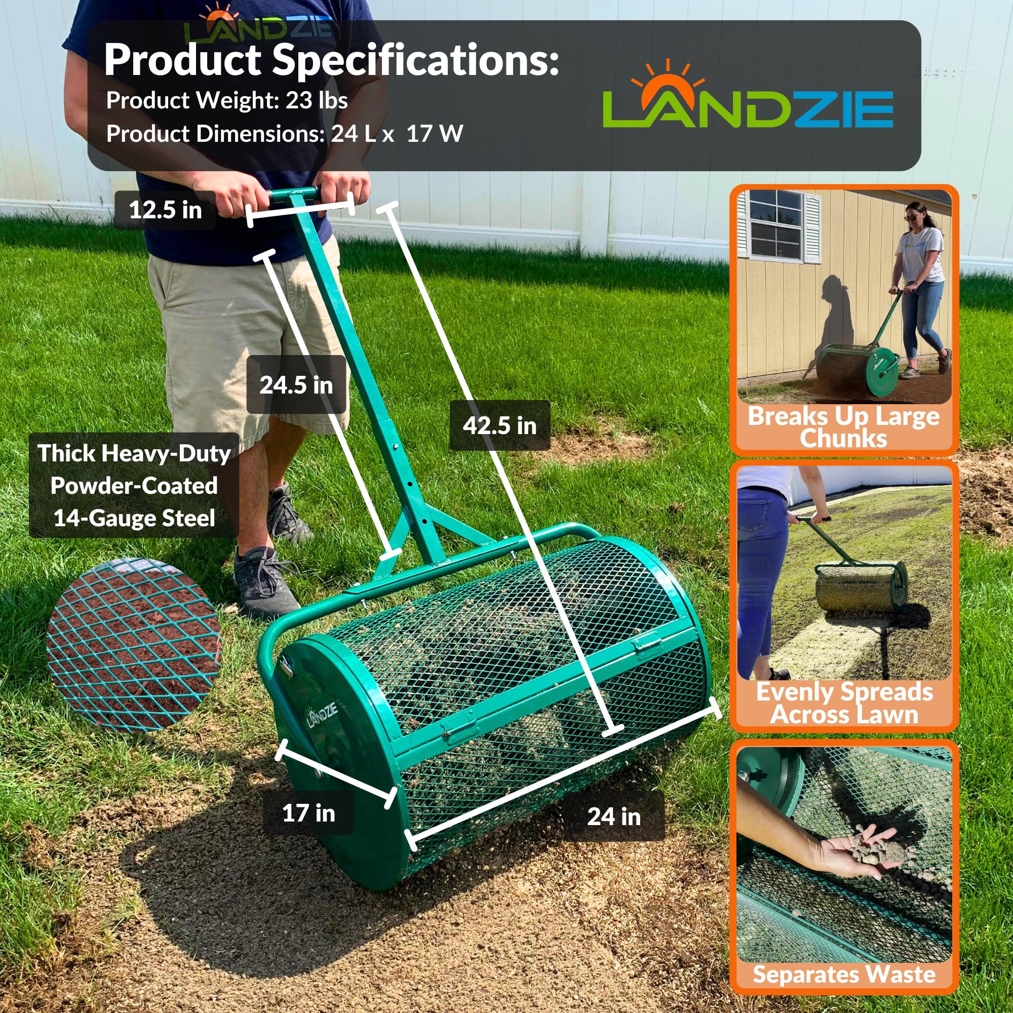 Mua Landzie 24 Inch Compost Spreader and Peat Moss Spreader Roller