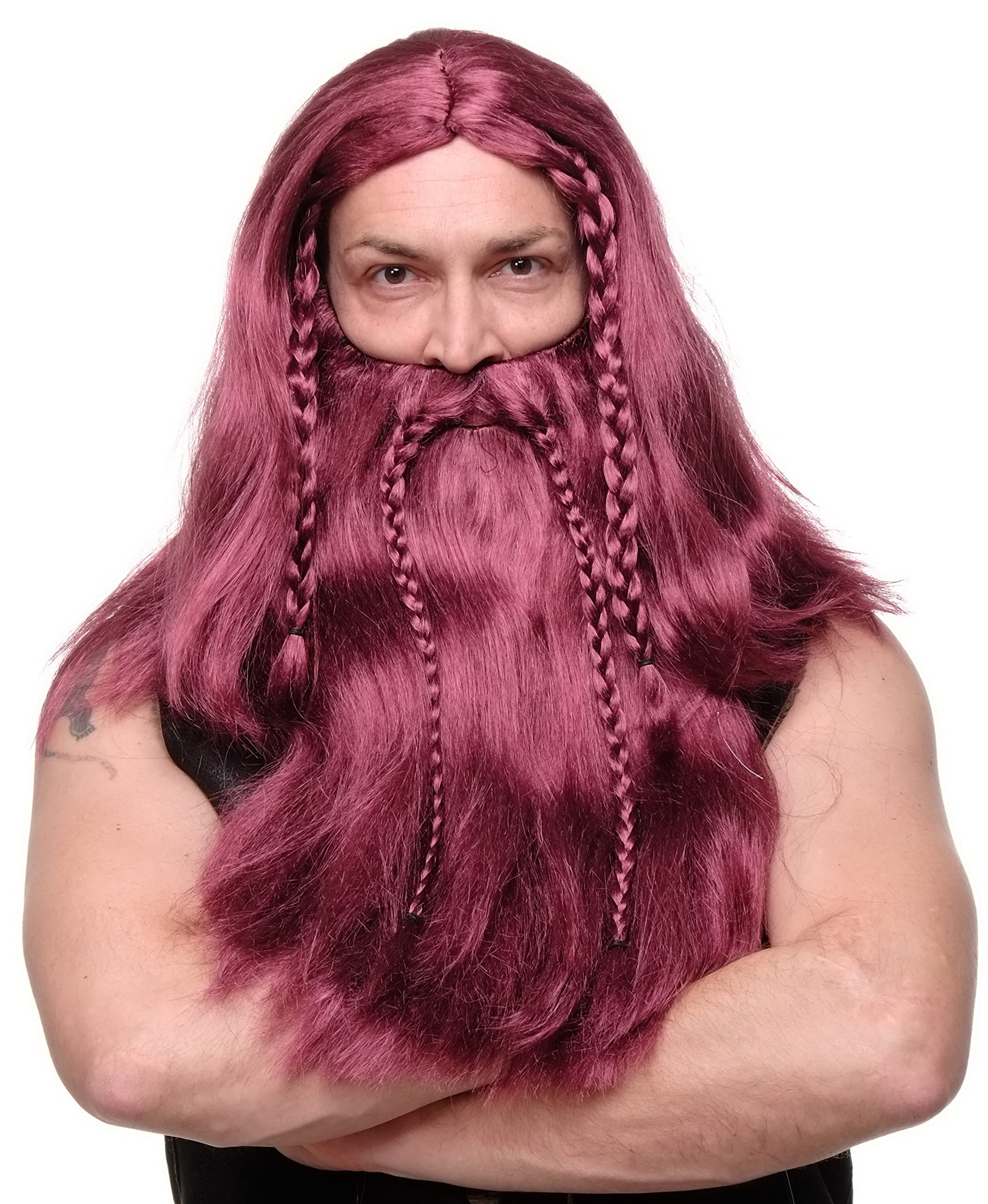 WIG ME UP - Party/Fancy Dress/Halloween RED Wig & braided Beard Erik Viking Chieftain Barbarian Berzerker Dwarf